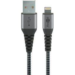 Cable Goobay Lightning a USB-A 2 m Negro Gris