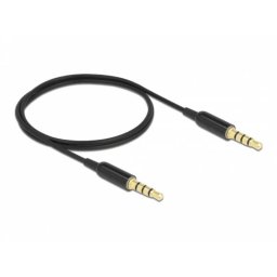 Cable conector estéreo 3,5 mm 4 pines macho a macho DeLOCK Ultra Slim 0,5 m negro