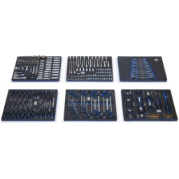HBM Bandejas organizadoras con set de herramientas 245 piezas, para carro de herramientas, azul