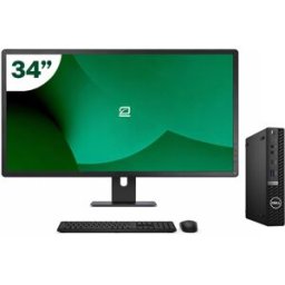 Pack Dell 5080 Micro i5 10500T 16GB SSD 512GB + LCD 34" + Tecl y Ratón Inalámbrico + WiFi