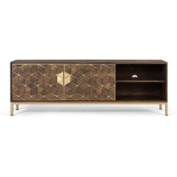 Giner y colomer Mueble tv en madera de mango y detalles dorados