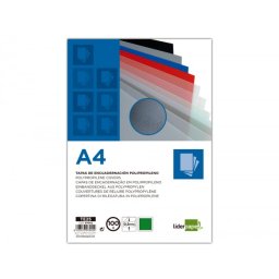 Tapa encuadernacion liderpapel polipropileno a4 0.5mm verde opaco paquete de 100 unidades