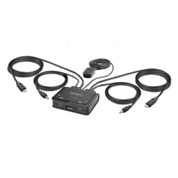 KVM StarTech.com USB-C DisplayPort 2 Puertos 4K 60Hz Cables Integrados Audio Teclas Acceso