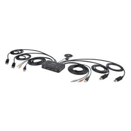 KVM DisplayPort StarTech.com 2 PCs, 2 Monitores 4K 60Hz, USB, Audio, Pulsador Remoto, Cables Integrados