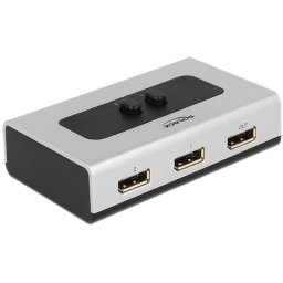 Conmutador de vídeo DeLock 87668 DisplayPort 2 Puertos 8K Botón Selector