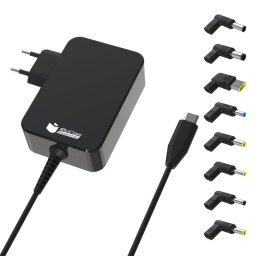 PcCom Essential Cargador Universal 90W USB-C 8 Adaptadores para Portátil