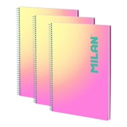 Cuaderno A4 Milan Sunset Pack 3 Espiral Tapa Dura Cuadriculado 90 Hojas