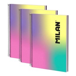 Pack 3 Cuadernos A4 Espiral Tapa Dura Milan Sunset Cuadriculado