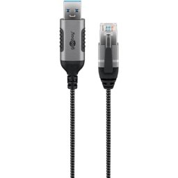 Cable adaptador Goobay USB 3.0 a RJ45 10 m Negro/Plata