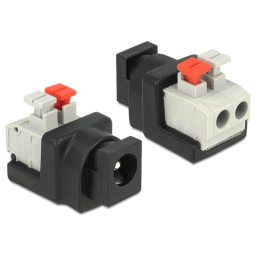 Adaptador de alimentación DeLOCK 65524 negro y plata para cables DC 5,5 x 2,1 mm