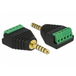 Cambiador de género para cables DeLOCK 4.4 mm a bloque de terminales negro/verde