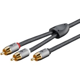 Cable RCA Y Goobay 5 m Negro/Plata Conectores Chapados en Oro