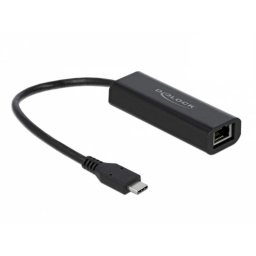 Adaptador de Red DeLOCK USB-C a Ethernet 5000 Mbit/s Negro