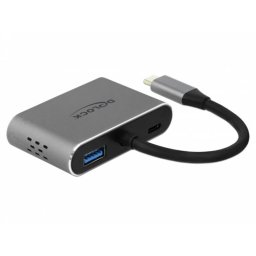 Hub USB-C DeLOCK 64074 con HDMI, VGA y USB Power Delivery de 87 W
