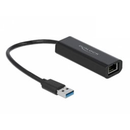 Tarjeta de red DeLOCK 66299 USB-A Ethernet 2,5 Gb/s cable 15 cm negra