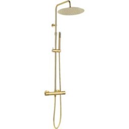 Delice II columna de ducha termostática oro cepillado con cuerpo frío Essebagno