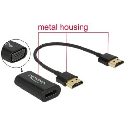 Adaptador DeLOCK HDMI a VGA 0,15 m Negro