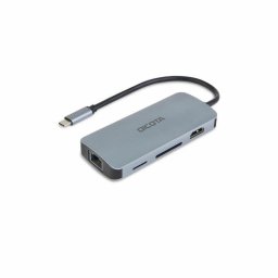 Hub Dicota 8 puertos USB 4 y Gigabit Ethernet D32062 Plata 100 W