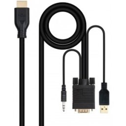 Nanocable Conversor unidireccional VGA/M + AUDIO/M + USB-A/M (para alimentación) a HDMI/M, Negro, 1.
