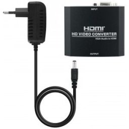 Nanocable CONVERSOR SVGA+AUDIO A HDMI CON ALIM., SVGA/H+JACK 3.5/H-HDMI/H, NEGRO, Negro, RoHS