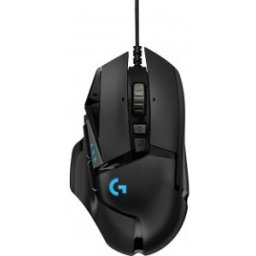 Logitech G502 Hero, mano derecha, Óptico, USB, 16000 DPI, 1 ms, Negro
