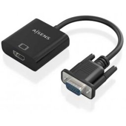 Aisens Cable conversor SVGA+Audio a HDMI, SVGA/M+Jack 3.5/H+USB MicroB/H-HDMI A/H, Negro, 20cm