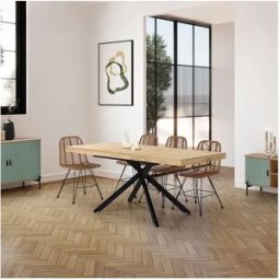 VS Venta-stock Mesa de Comedor Extensible Palermo Color Roble, 140-180 cm