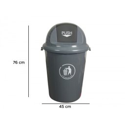 Papelera contenedor q-connect plastico con tapadera 80l color gris 450x760 mm