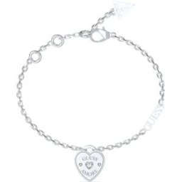 Guess Pulsera de cadena amore de acero plateada. Plata