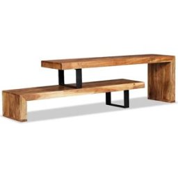 Clicnbuy Mueble para la televisión de madera maciza de acacia