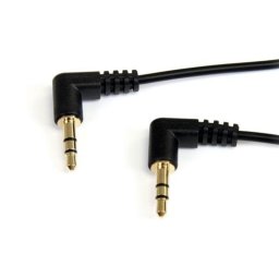 Cable de Audio Estéreo 3,5mm Delgado de Ángulo Recto a Ángulo Recto StarTech 0,3 m Negro