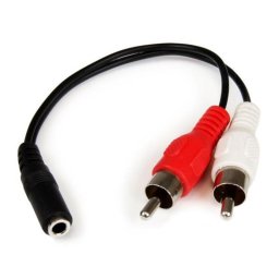 Cable Adaptador Audio Estéreo StarTech 3,5mm Hembra a 2x RCA Macho 15 cm