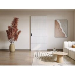 Unique Puerta corredera de madera y MDF con riel invisible - Blanco - 83 x 210 cm - SOMIRI