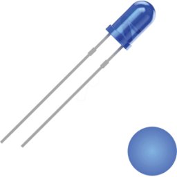 QUADRIOS QUAD 2111O151 - LED, 3 mm, con cable, azul, 1300 mcd, 30°.