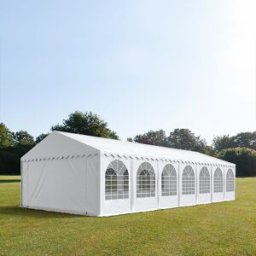 TOOLPORT 6x14 m Carpa para fiestas XXL, altura lateral 2,6m, PVC 1400, con base reforzada, blanco - (7684BL)