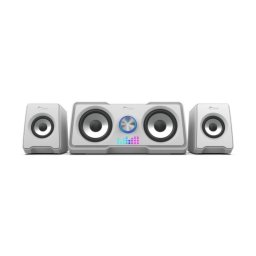Altavoces C-Tech 2.1 canales USB 16 W con control de volumen rotatorio blanco