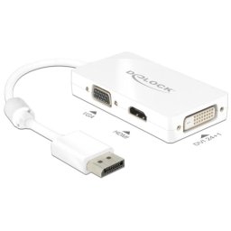 Adaptador DisplayPort a VGA+HDMI+DVI-D DeLOCK 0,16 m Blanco