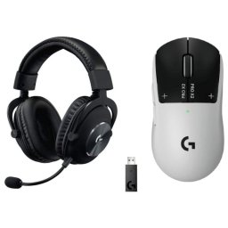 Logitech PRO X2 SUPERSTRIKE inalámbrico 44000 DPI blanco háptico LIGHTSPEED + G Pro X Auriculares Gaming Inalámbricos con Lightspeed Negros