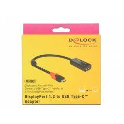 Adaptador de cable de vídeo DeLOCK 63928 USB Tipo C a DisplayPort 20 pin 0,2 m