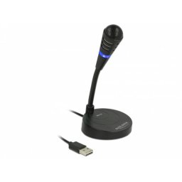 Micrófono DeLOCK 65868 USB para PC con cuello de cisne y botón silencio táctil