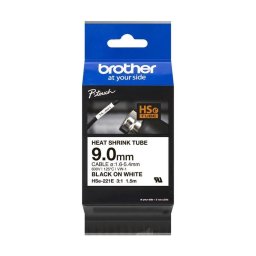 Cinta para impresoras de etiquetas Brother HSE-221E Tubo termorretráctil 9 mm Negro sobre blanco