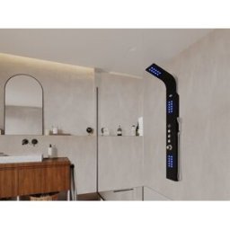 Unique Columna de ducha e hidromasaje termostática con leds FELICITA - 20x165cm - Negro