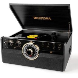 Rockolla Tocadiscos Vanguard con Bluetooth, CD, Radio, USB, Grabadora, Casete, MP3 y tarjetas SD. Negro