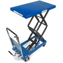 HBM Mesa de trabajo móvil / mesa elevadora altura 350 kg, azul