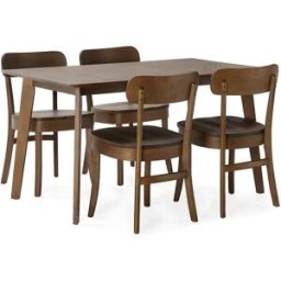 VS Venta-stock Juego de mesa 140x80 cm y 4 sillas de comedor Nala color Nogal