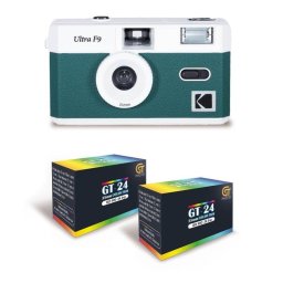 Cámara Analógica Agfaphoto Ultra F9 Verde Oscuro Pack Película Color