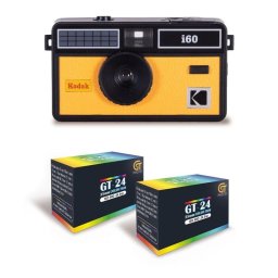 Cámara analógica Agfaphoto Kodak I60 Negro y Amarillo con 2 carretes color