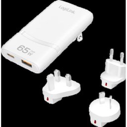 Cargador LogiLink Dual USB GaN 65W USB-C PD 3.0 USB-A QC 3.0