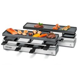 Parrilla de interior Rommelsbacher RC 1600 8 personas 2 zonas cocción Negro/Plata