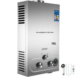 Calentador Generica 10L 20kW montaje pared con pantalla LED y kit ducha